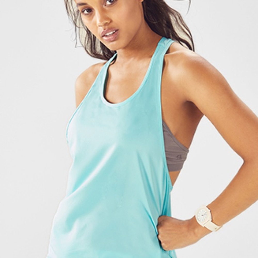 Fabletics Blue and White Cut Out Tank Top
